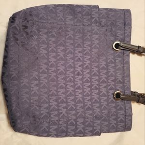 Michael Kors Shoulder  Tote Purse- Navy & Cream Monogram Jet Canvas